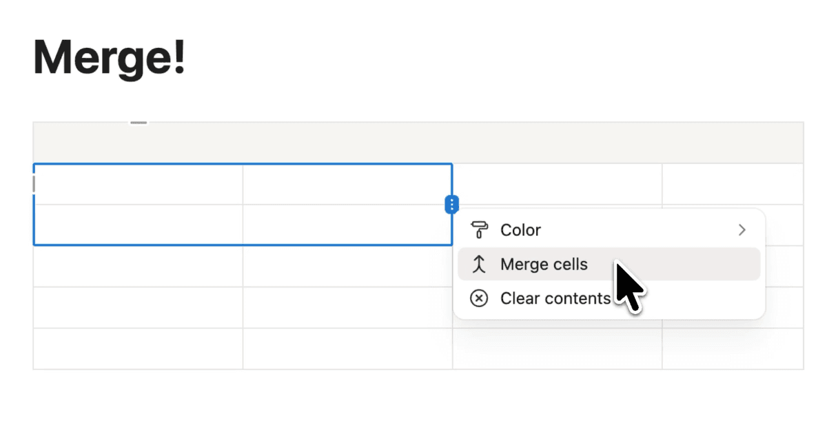 Merge cells in simple tables
